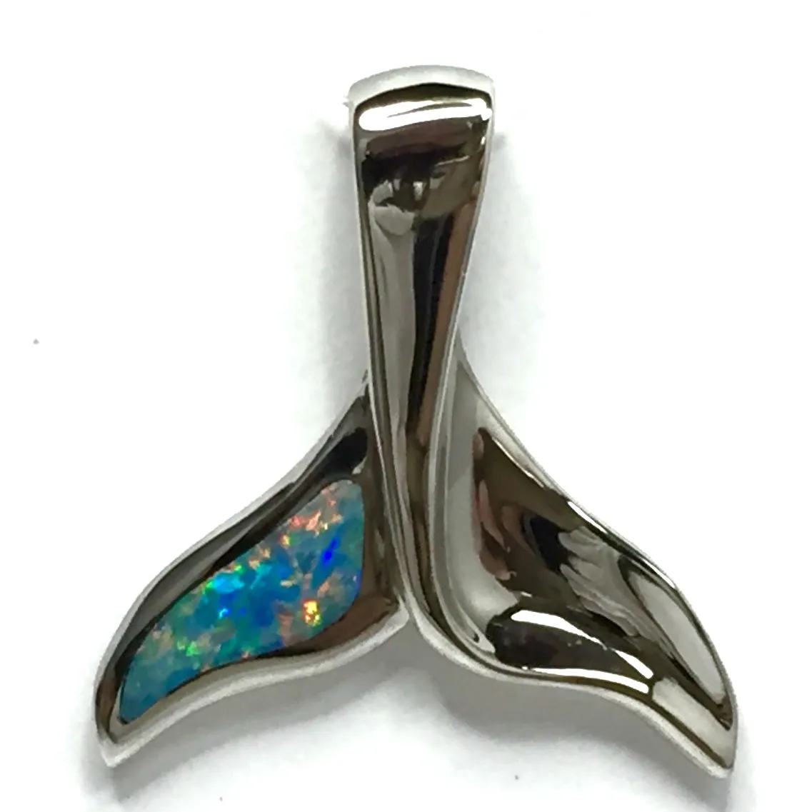 Whale Tail Natural Opal Single Side Inlaid Sea Life Pendant