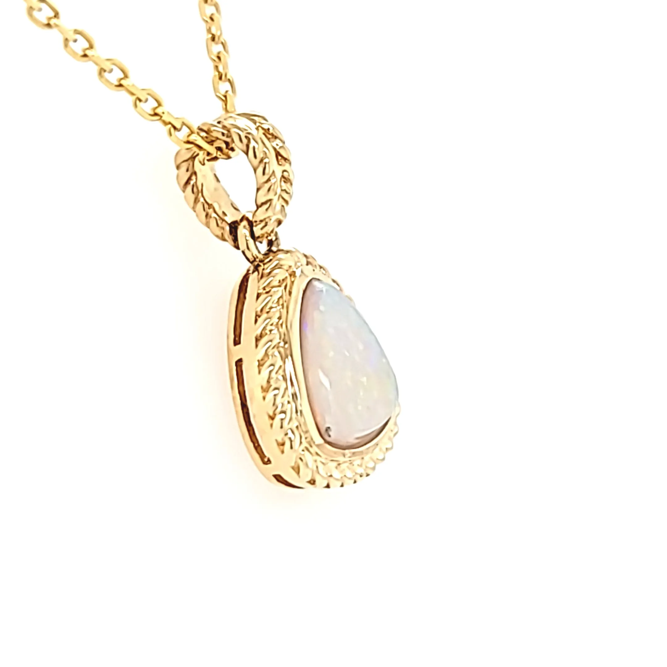 Yellow Gold Opal Trillion Pendant (I7127)