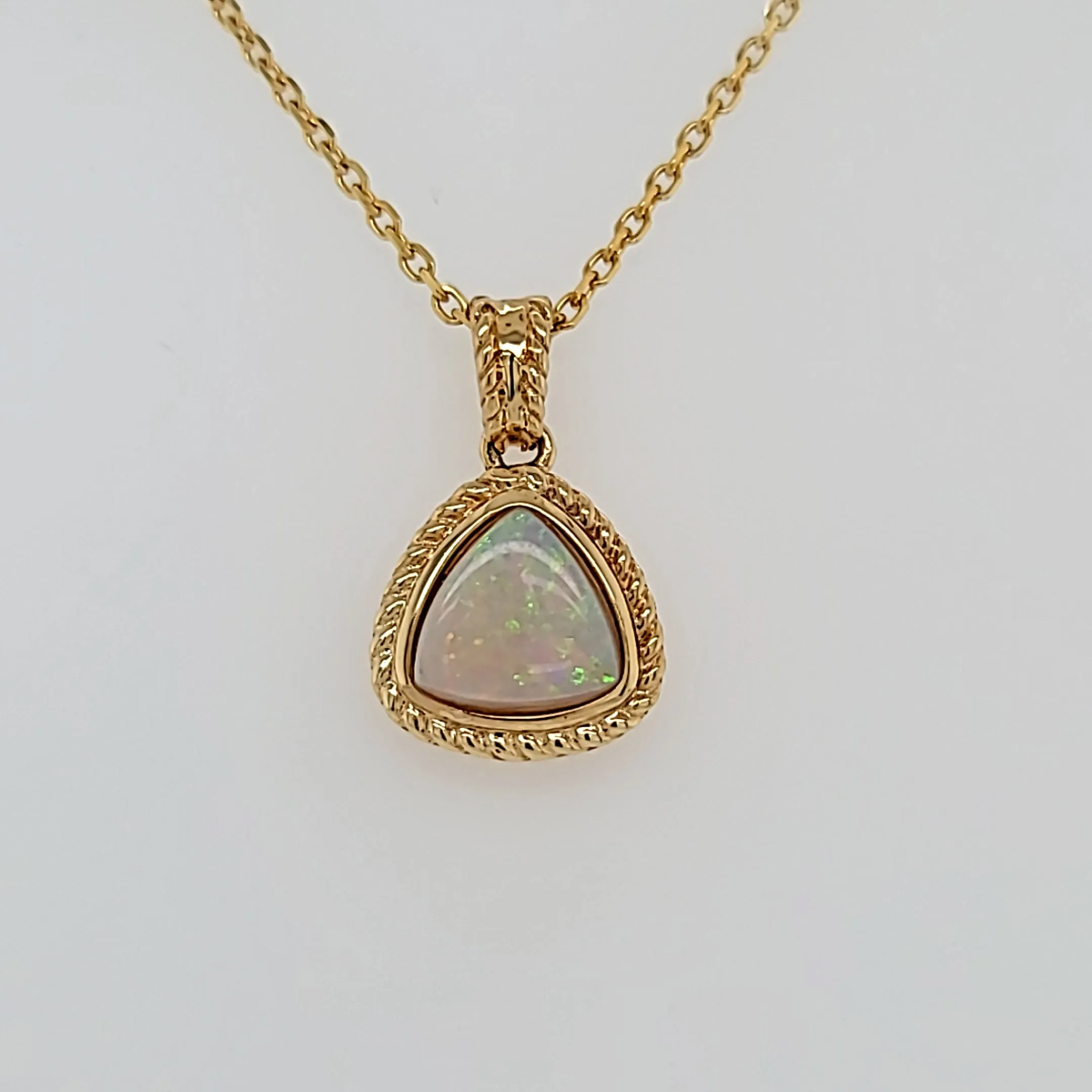 Yellow Gold Opal Trillion Pendant (I7127)