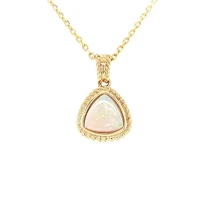 Yellow Gold Opal Trillion Pendant (I7127)