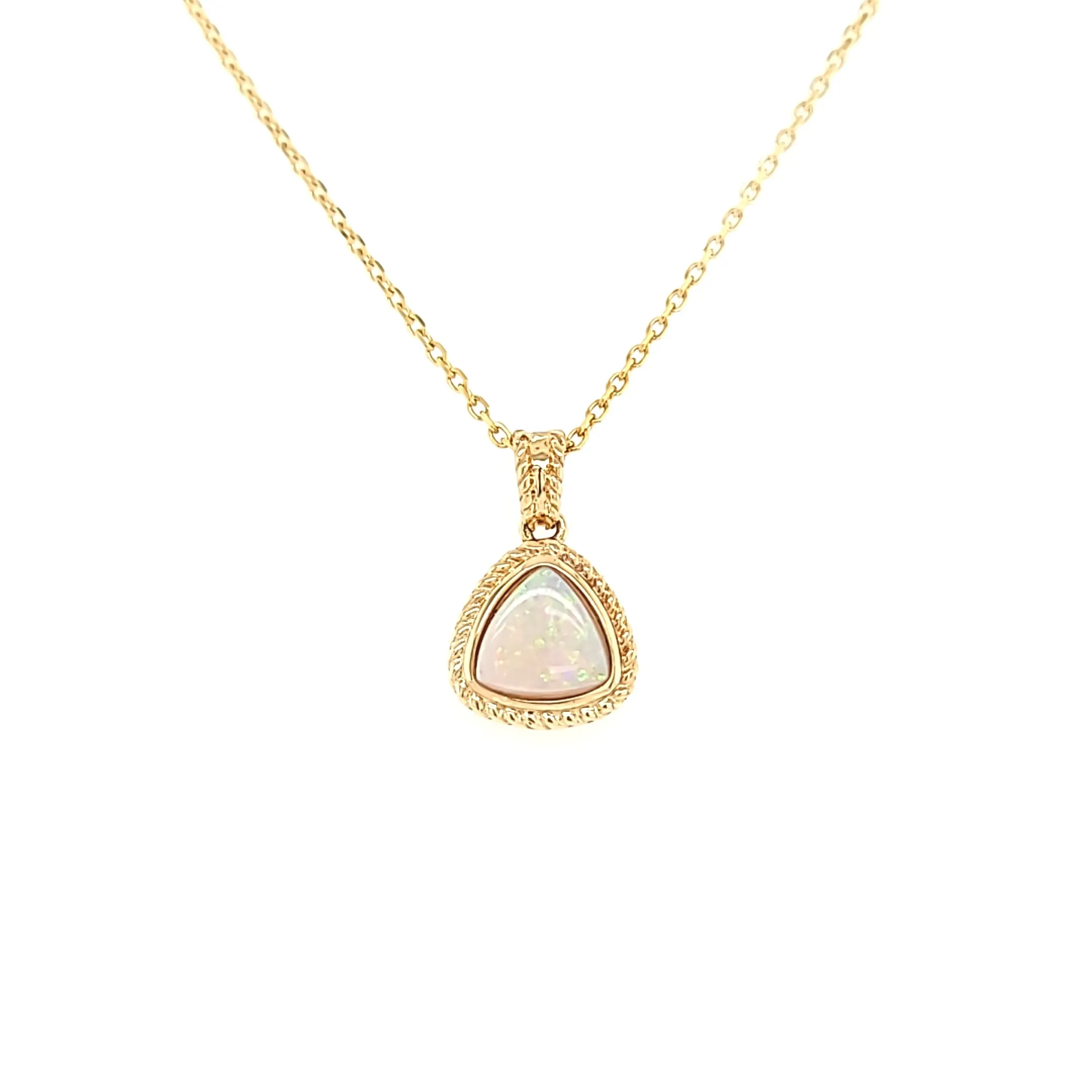 Yellow Gold Opal Trillion Pendant (I7127)