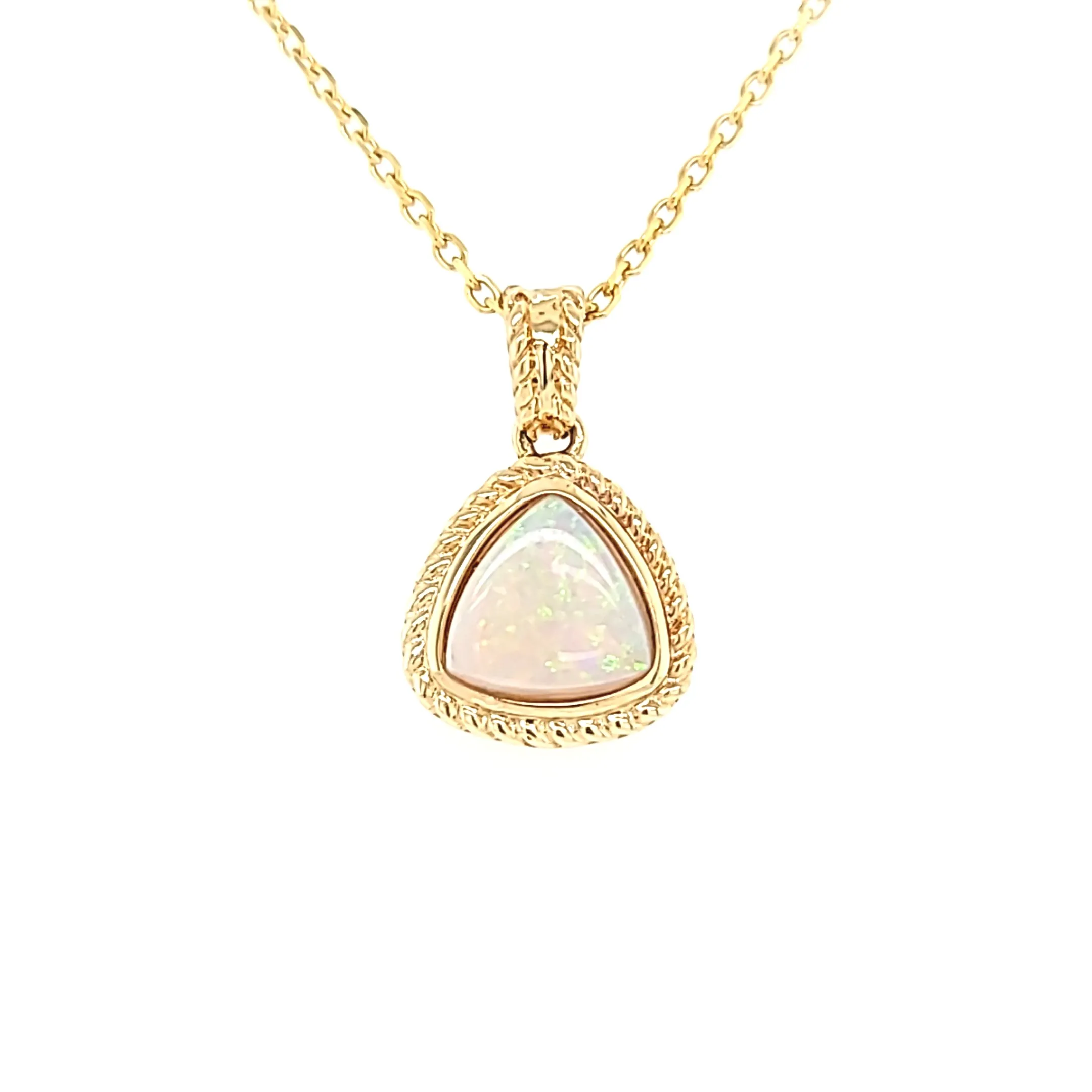 Yellow Gold Opal Trillion Pendant (I7127)