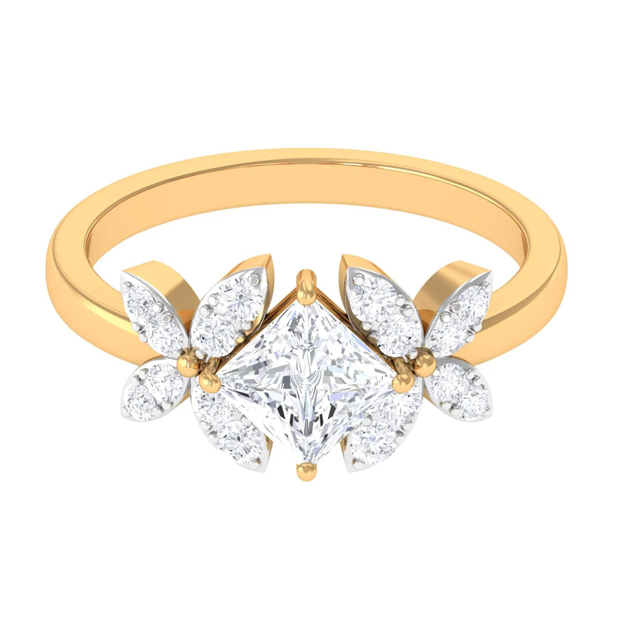 Zircon Floral Inspired Engagement Ring