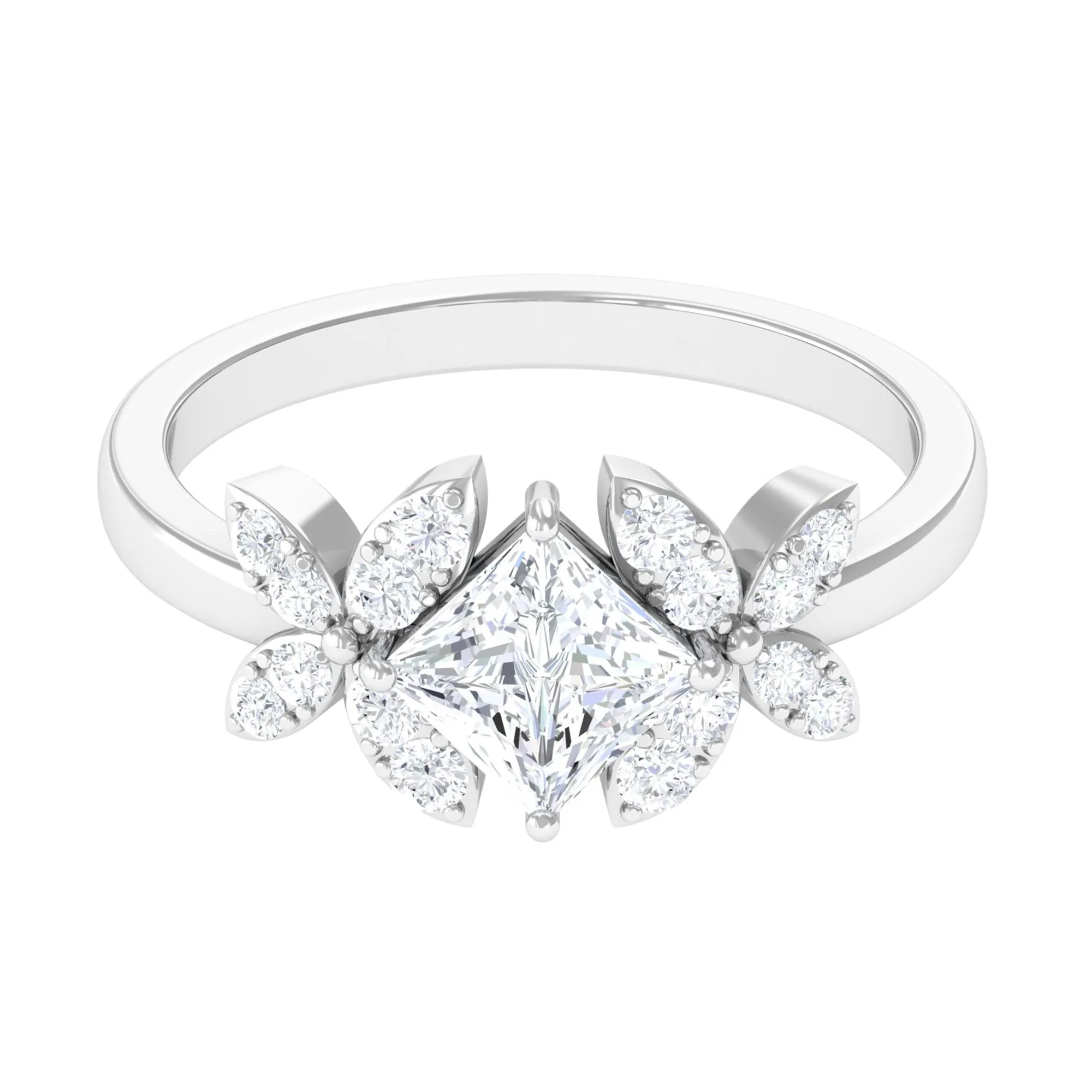 Zircon Floral Inspired Engagement Ring