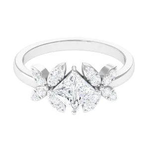 Zircon Floral Inspired Engagement Ring